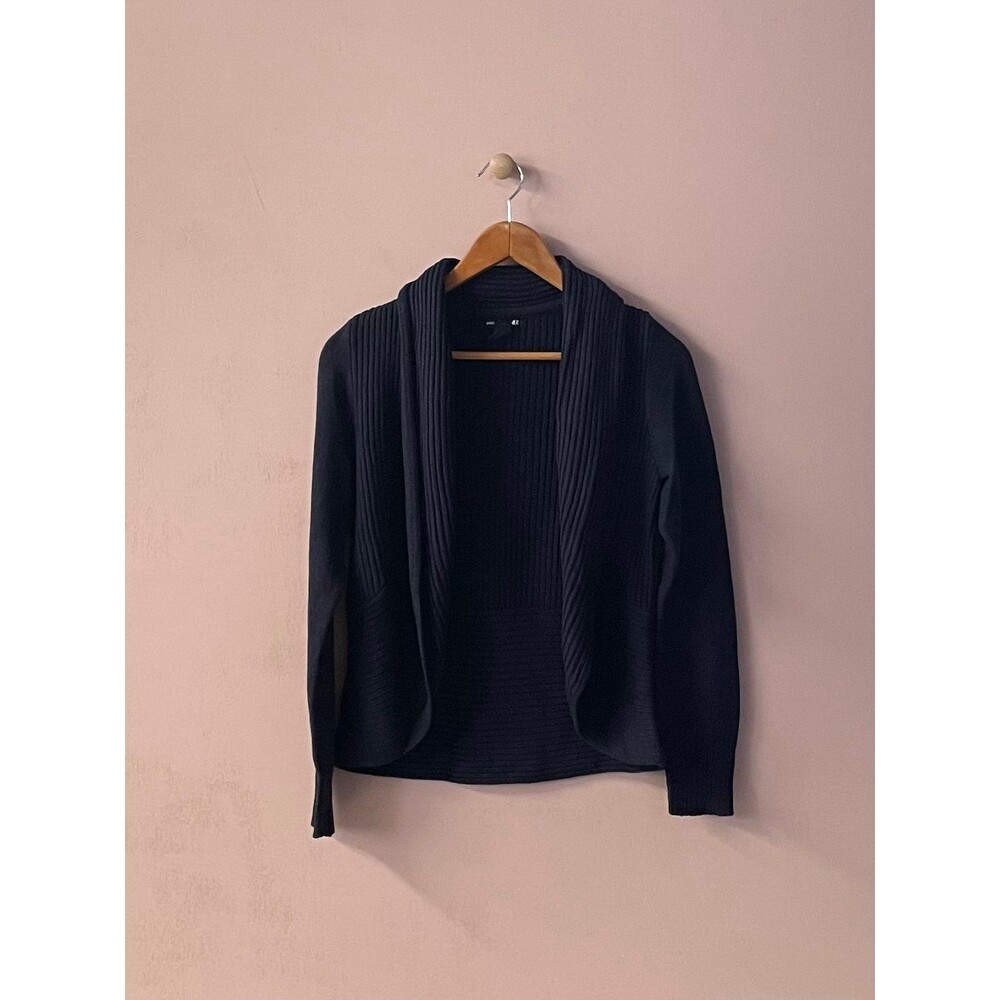 H&M Basic Dark Navy Ribbed Knit Open-Front Cardigan Size M